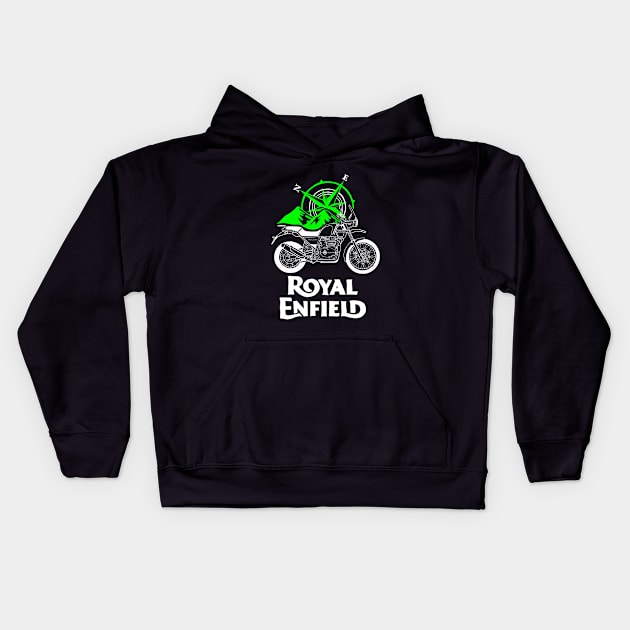 Royald Enfield Himalayan Vintage Off Road Motorbikes Kids Hoodie by Tropical Blood